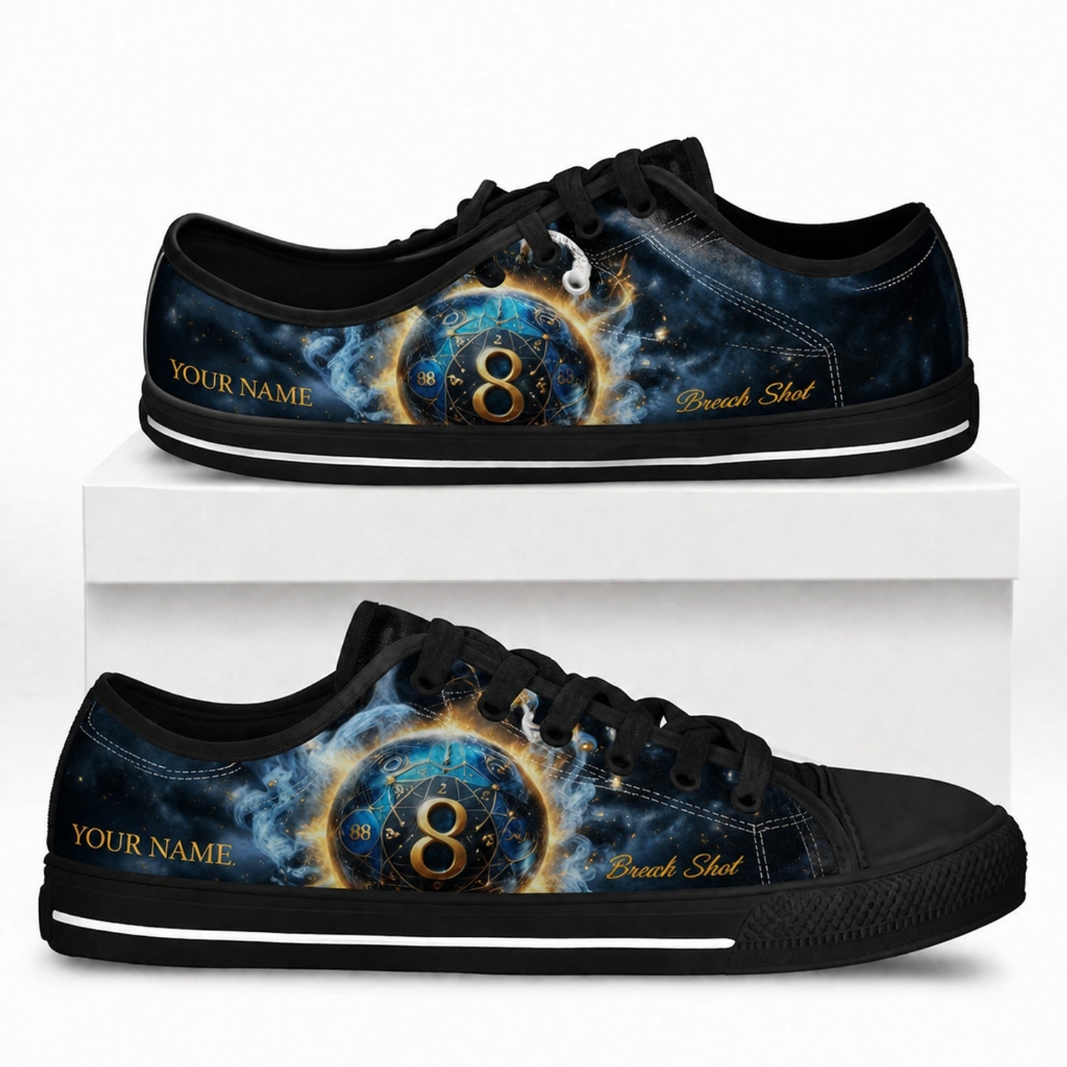 Break Shot Eight Ball Custom Low Top Shoes Box Black