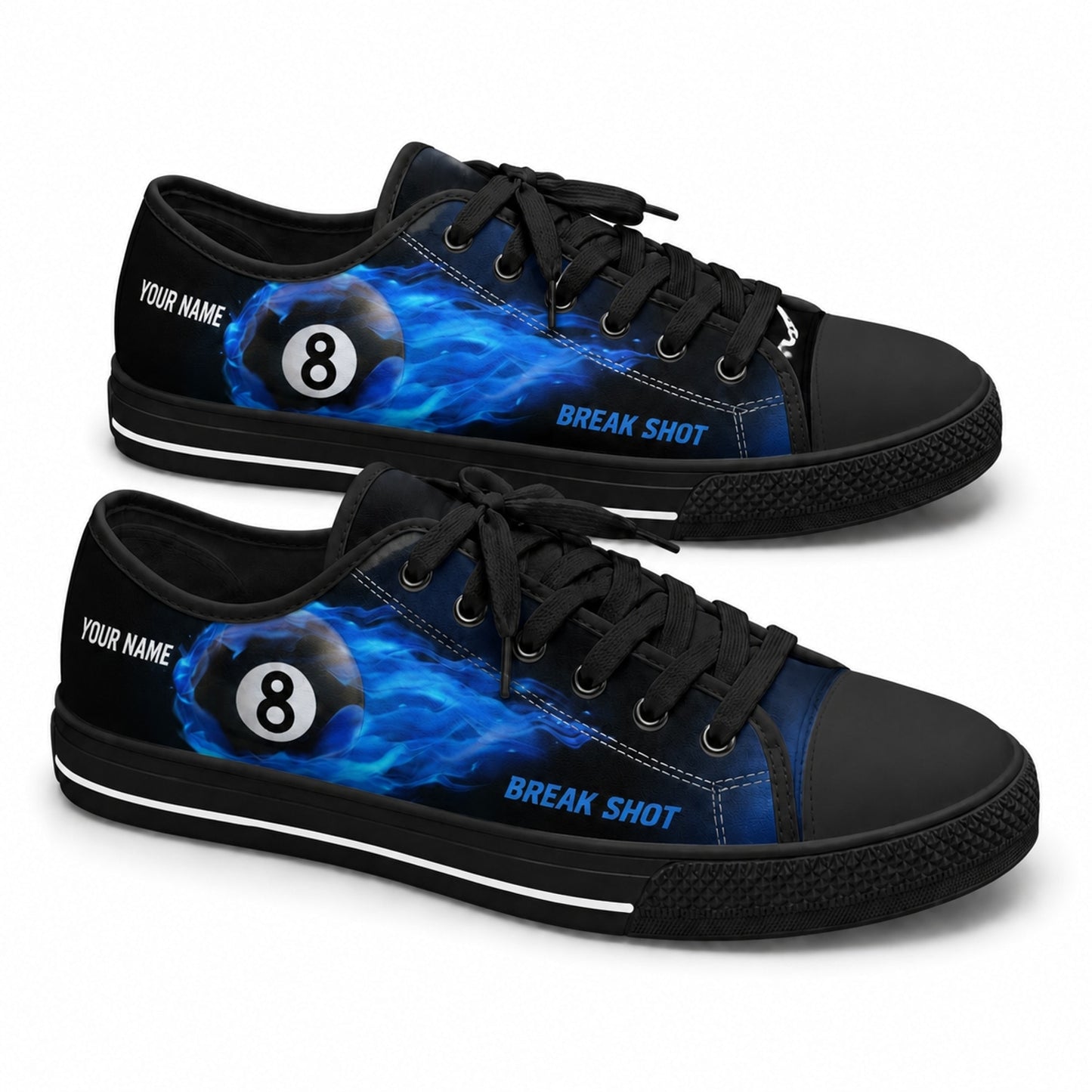 Break Shot Eight Ball Graphic Personalized Low Top Shoes Black Shoes