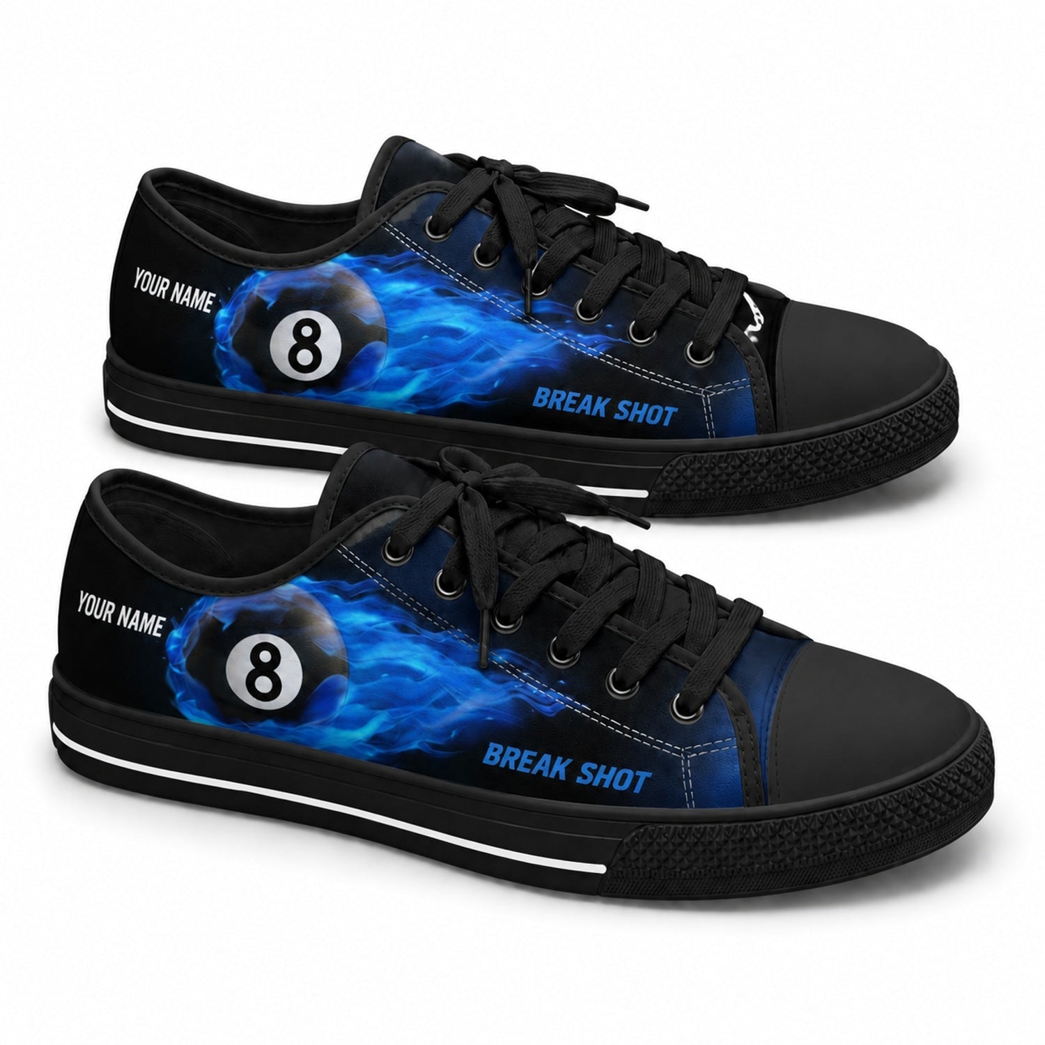 Break Shot Eight Ball Graphic Personalized Low Top Shoes Black Shoes