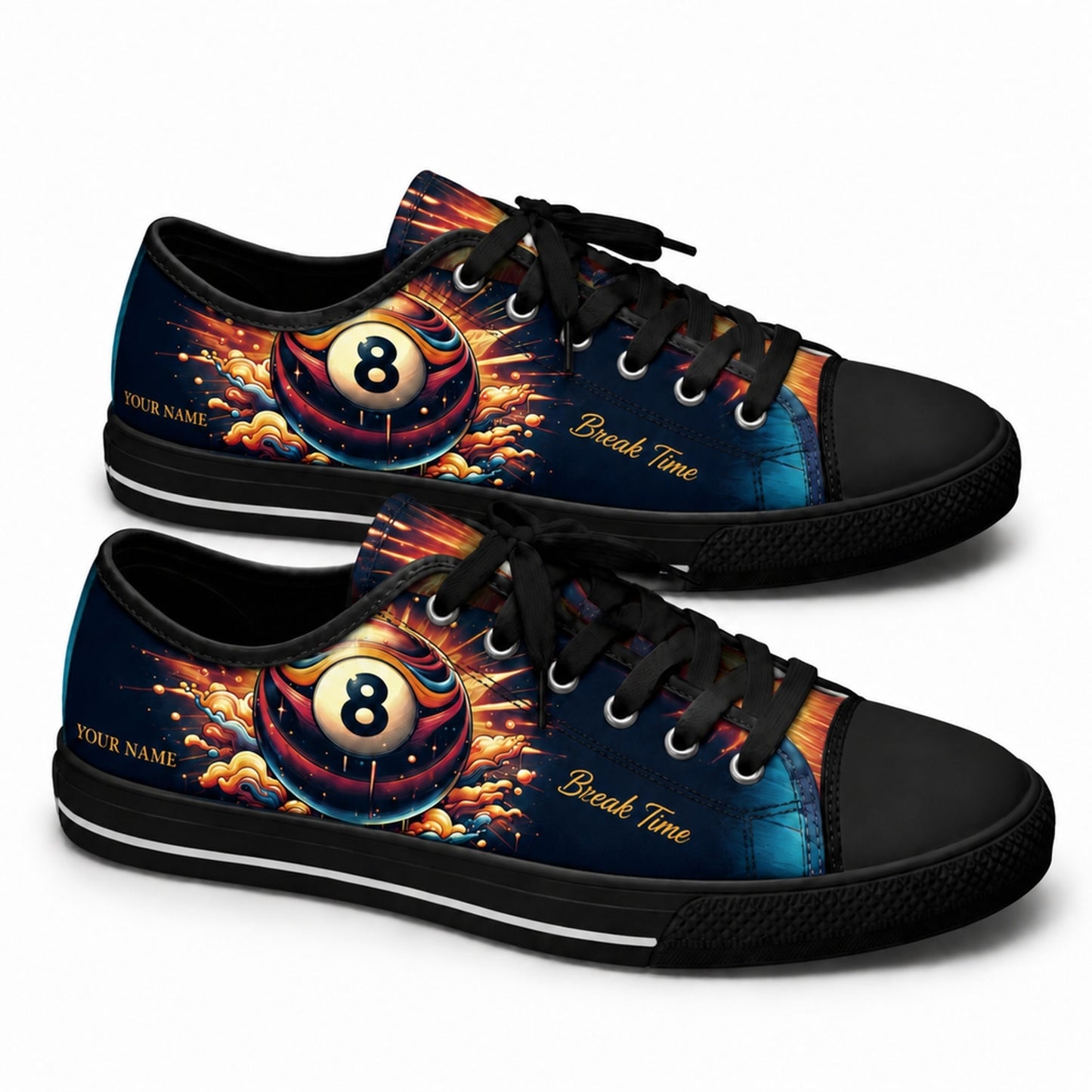 Break Time Eight Ball Custom Low Top Shoes Black Shoes