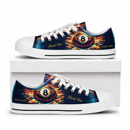 Break Time Eight Ball Custom Low Top Shoes Box White