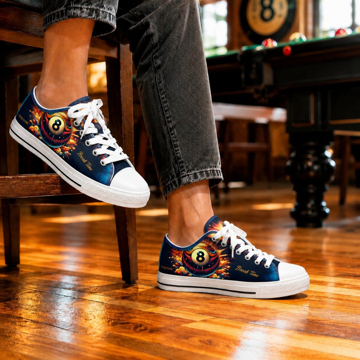Break Time Eight Ball Custom Low Top Shoes Life Style