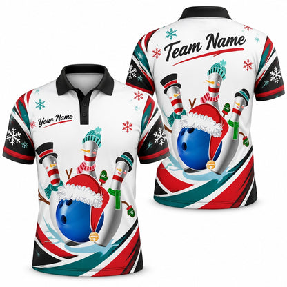 Christmas Bowling Pins Graphic Custom Bowling Polo Shirt