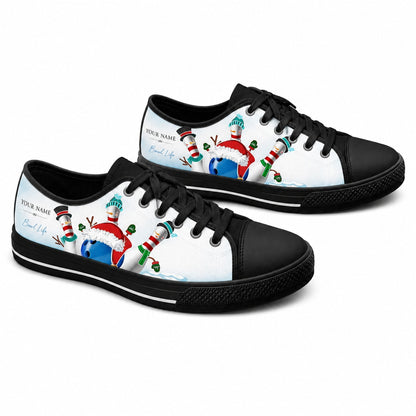 Christmas Bowling Pins Graphic Personalized Low Top Shoes Black Shoes