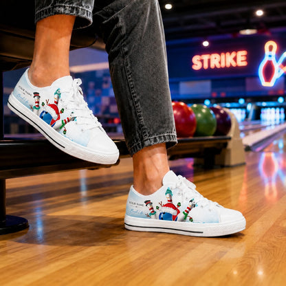 Christmas Bowling Pins Graphic Personalized Low Top Shoes Bowling Life Style