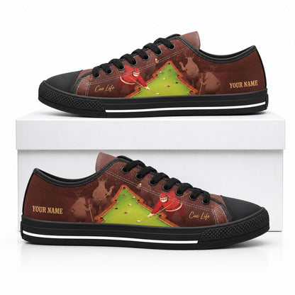 Christmas Pool Table Graphic Custom Low Top Shoes Box Black