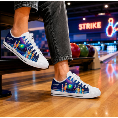 Colorful Bowling Strike Graphic Personalized Low Top Shoes Bowling Life Style