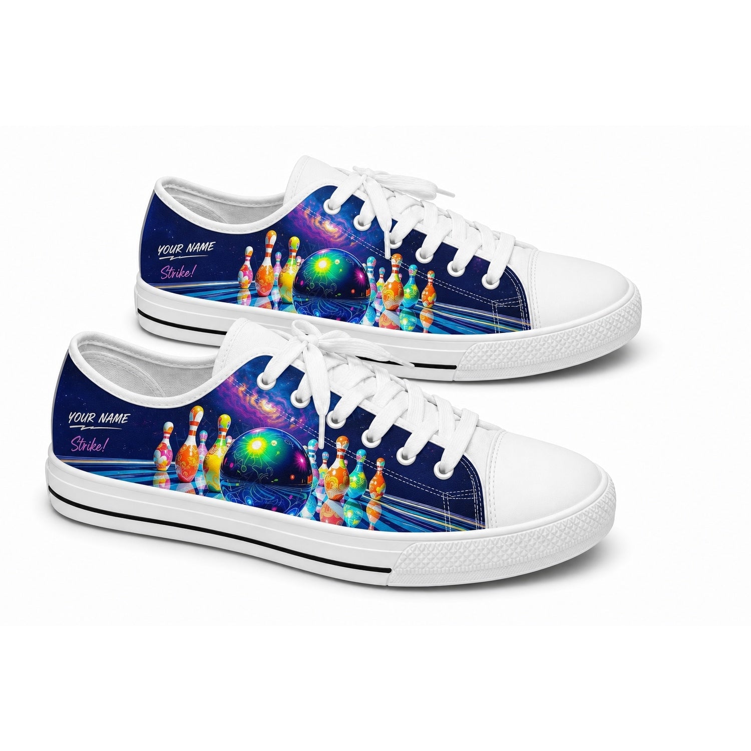 Colorful Bowling Strike Graphic Personalized Low Top Shoes