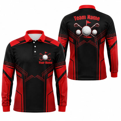 Crossed Golf Clubs Badge Sport Personalized Golf Polo Shirt Long Sleeve Polo