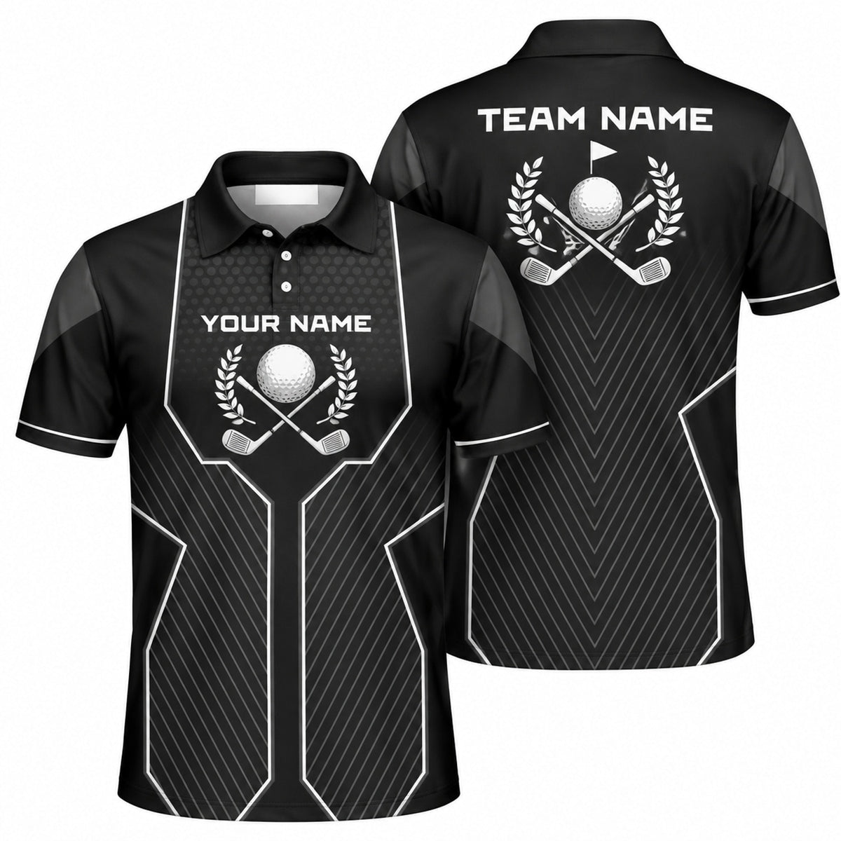 Crossed Golf Clubs Classic Personalized Golf Polo Shirt