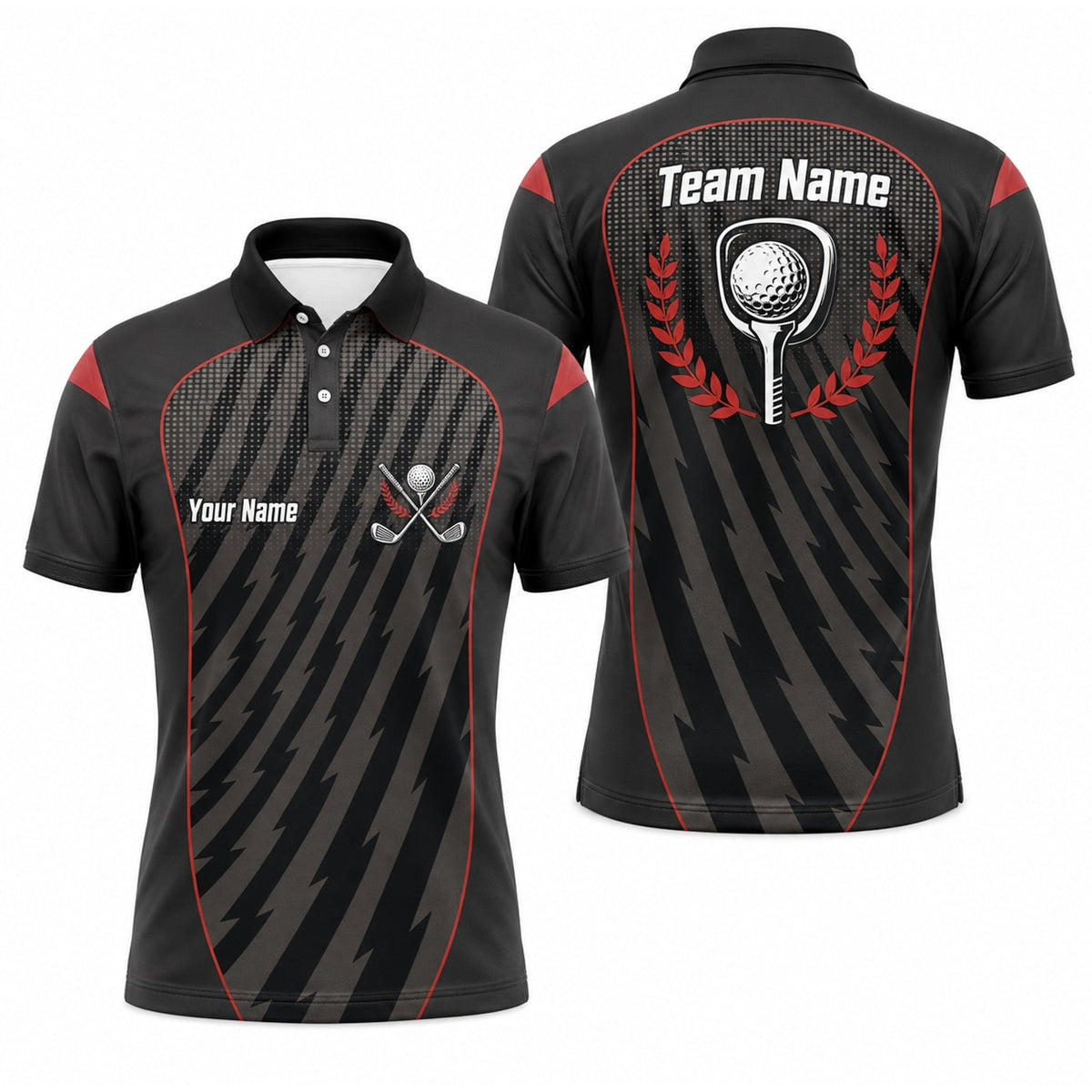 Crossed Golf Clubs Emblem Personalized Golf Polo Shirt