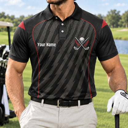 Crossed Golf Clubs Emblem Personalized Golf Polo Shirt Front View