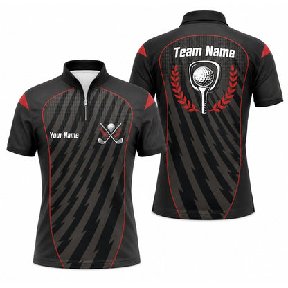 Crossed Golf Clubs Emblem Personalized Golf Polo Shirt Jersey Zip 1 4 Collar