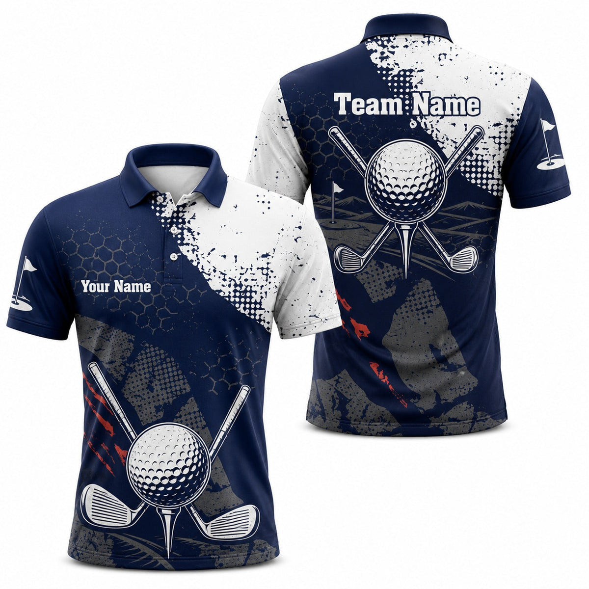 Crossed Golf Clubs Graphic Personalized Golf Polo Shirt