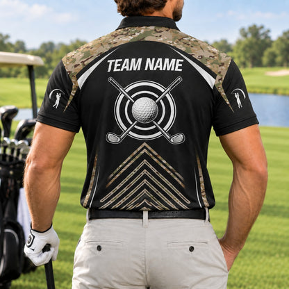 Crossed Golf Clubs Target Sport Personalized Golf Polo Shirt Back View