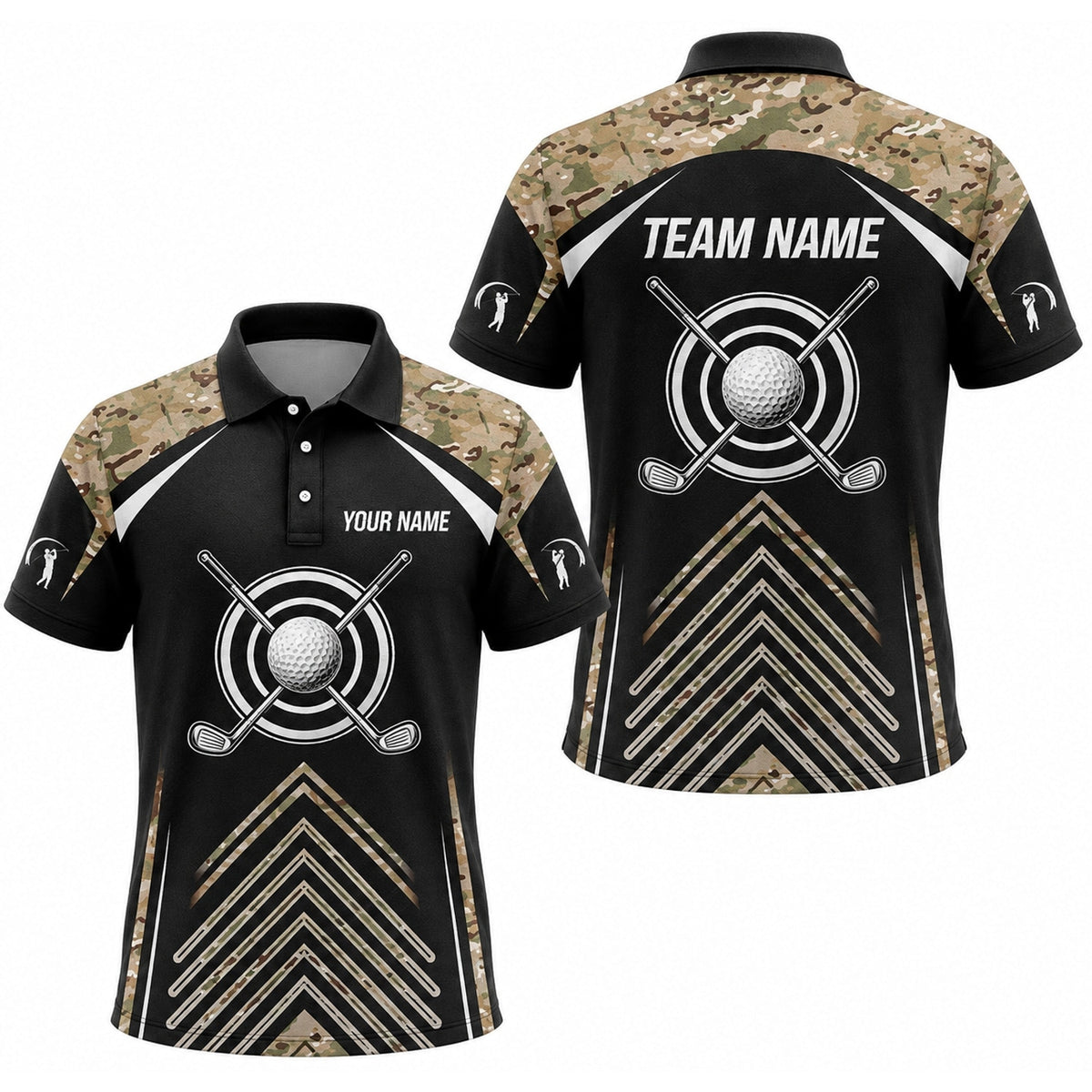 Crossed Golf Clubs Target Sport Personalized Golf Polo Shirt