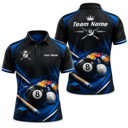 Crowned 8 Ball Cues Sport Personalized Billiard Polo Shirt