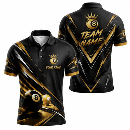 Crowned 8 Ball Lightning Sport Personalized Billiard Polo Shirt