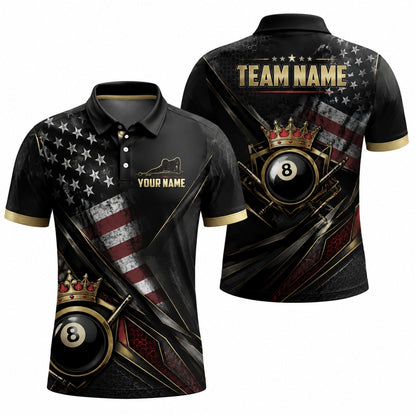 Crowned Eight Ball Billiards Custom Billiard Polo Shirt