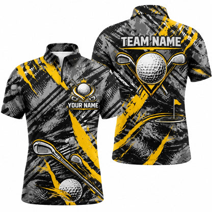 Crowned Golf Ball Clubs Graphic Custom Golf Polo Shirt Jersey Zip 1 4 Collar