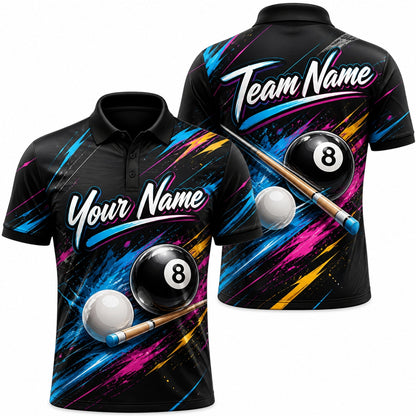 Custom 8 Ball Billiards Sport Personalized Billiard Polo Shirt
