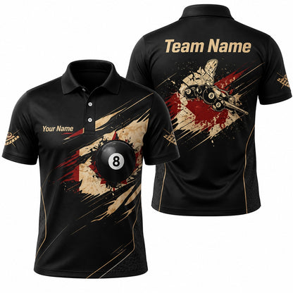 Custom 8 Ball Splash Modern Personalized Billiard Polo Shirt