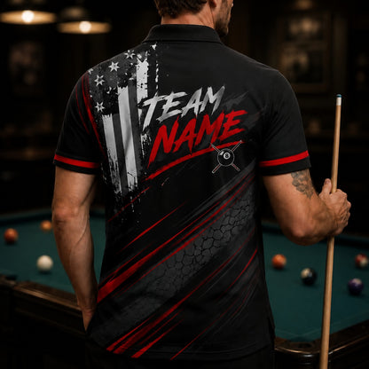 Custom 8 Ball Splash Personalized Billiard Polo Shirt Back View
