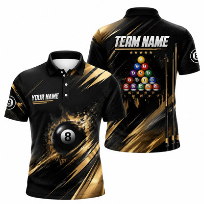 Custom 8 Ball Splash Personalized Billiard Polo Shirt