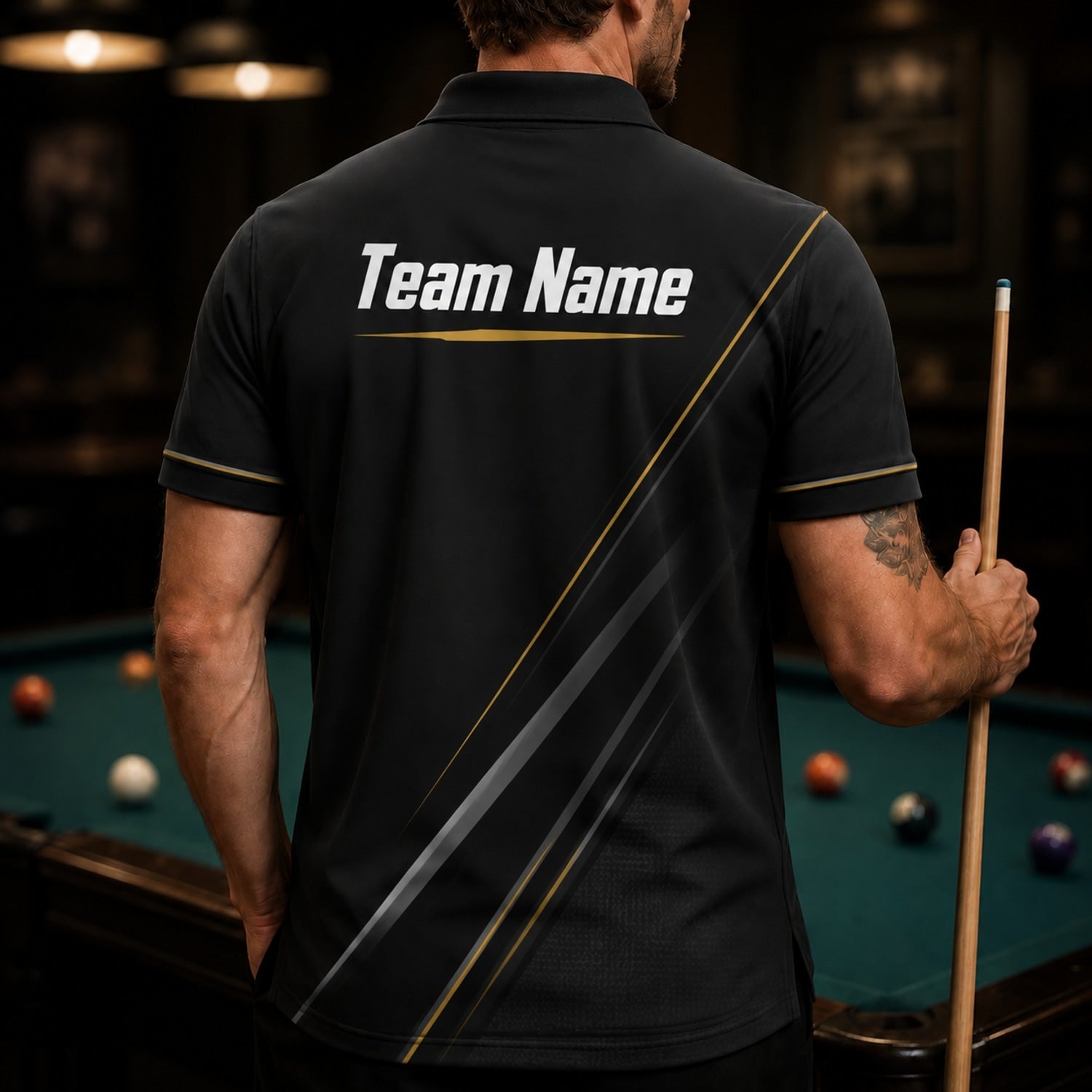 Custom Billiards Team Name Sport Billiard Polo Shirt Back View