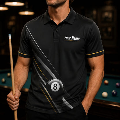 Custom Billiards Team Name Sport Billiard Polo Shirt Front View