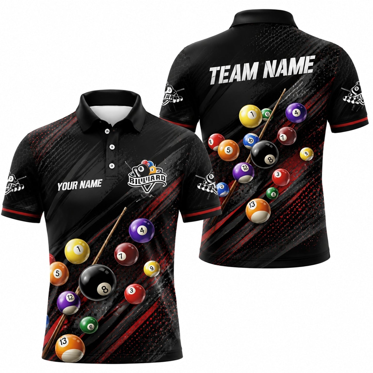 Custom Billiards Team Sport Personalized Billiard Polo Shirt