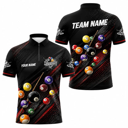Custom Billiards Team Sport Personalized Billiard Polo Shirt Jersey Zip 1 4 Collar