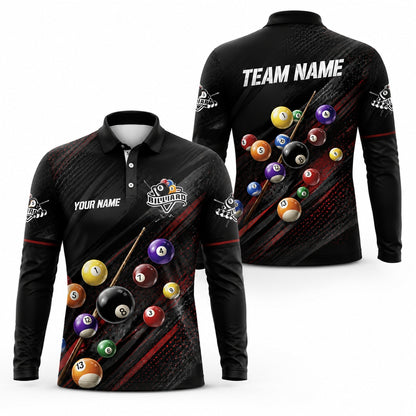 Custom Billiards Team Sport Personalized Billiard Polo Shirt Long Sleeve Polo