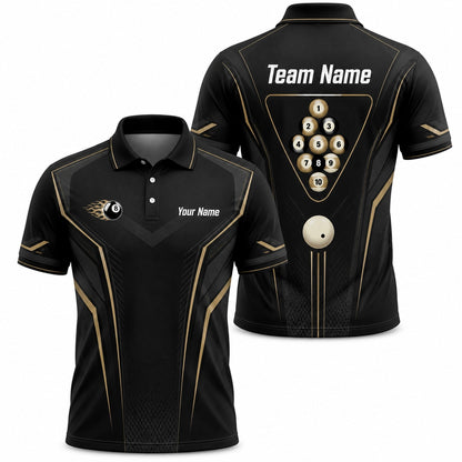 Custom Flaming 8 Ball Personalized Billiard Polo Shirt