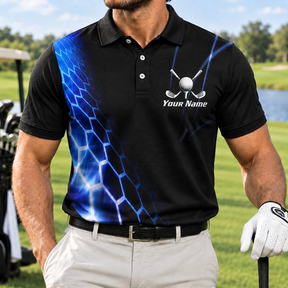 Custom Golf Ball Clubs Golf Polo Shirt Front View