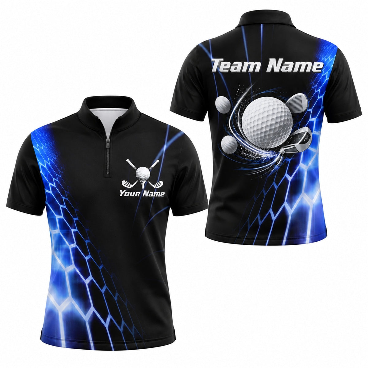 Custom Golf Ball Clubs Golf Polo Shirt Jersey Zip 1 4 Collar