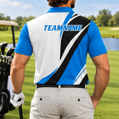 Custom Golf Ball Flag Golf Polo Shirt Back View