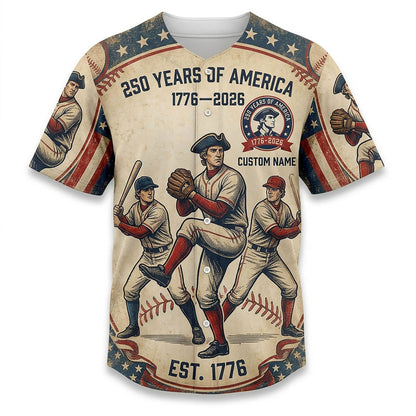 Isolated Front View Of A Custom Name Baseball Shirt Highlighting The Historical Revolutionary Era Baseball Design