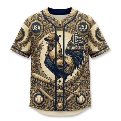 Isolated Front View Of A Custom Name Baseball Shirt Highlighting The Ornate Filigree And Heritage Baseball Design Elements