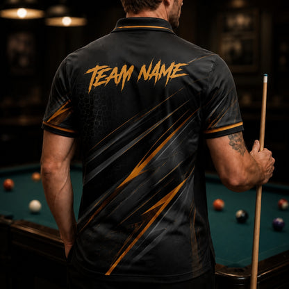 Custom Pool Team Name Billiard Polo Shirt Back View