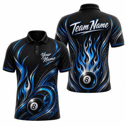 Custom Team Name 8 Ball Billiard Polo Shirt