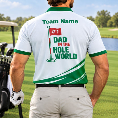 Dad In The Hole World Custom Golf Polo Shirt Back View