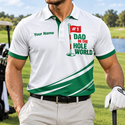 Dad In The Hole World Custom Golf Polo Shirt Front View