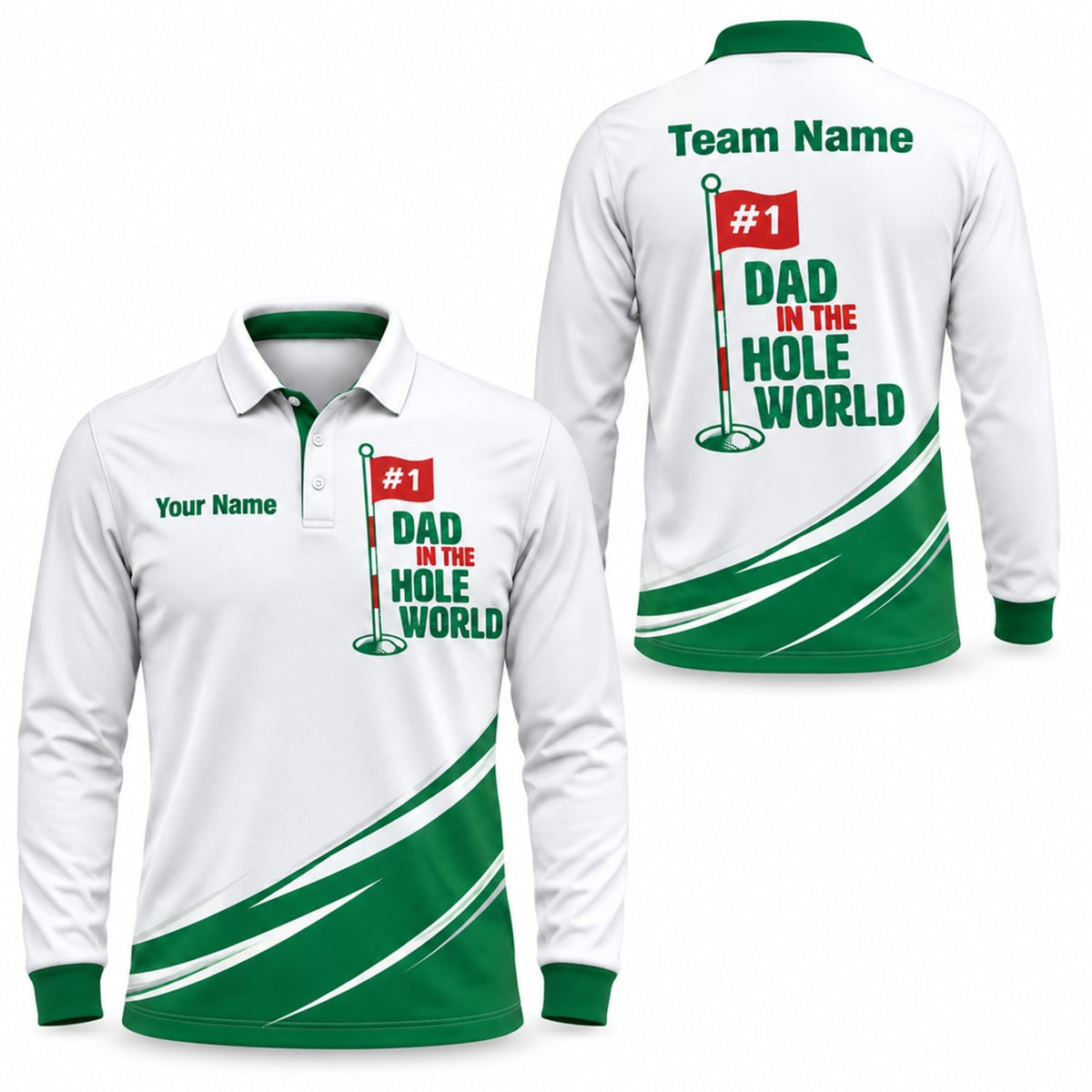 Dad In The Hole World Custom Golf Polo Shirt Long Sleeve Polo