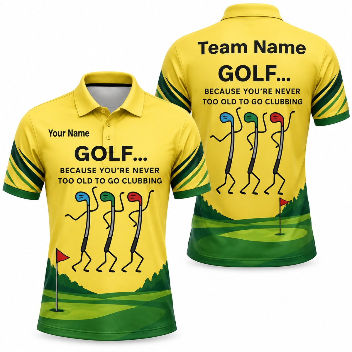 Dancing Golf Clubs Graphic Personalized Golf Polo Shirt