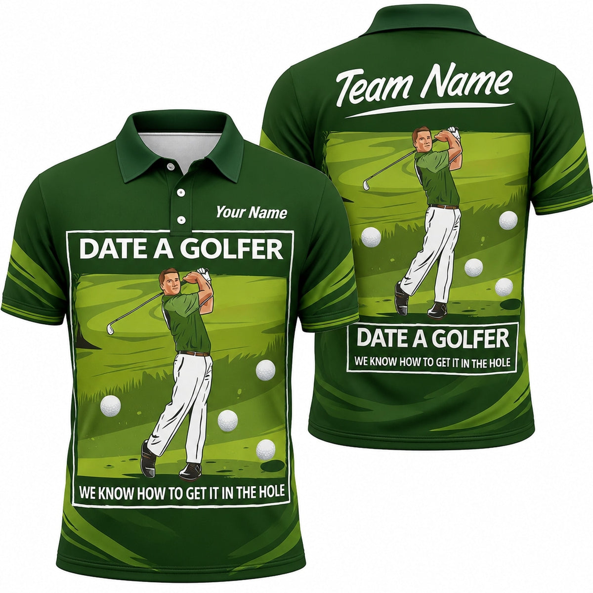 Date A Golfer Typography Personalized Golf Polo Shirt
