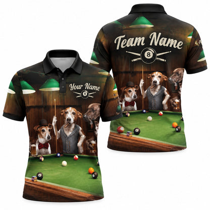 Dog Billiards Bar Scene Graphic Personalized Billiard Polo Shirt