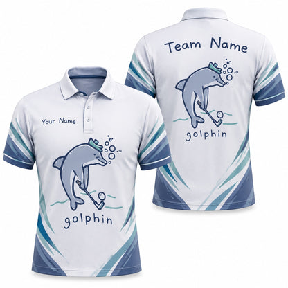 Dolphin Golfer Graphic Personalized Golf Polo Shirt