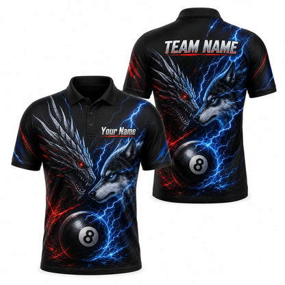 Dragon Wolf 8 Ball Sport Personalized Billiard Polo Shirt