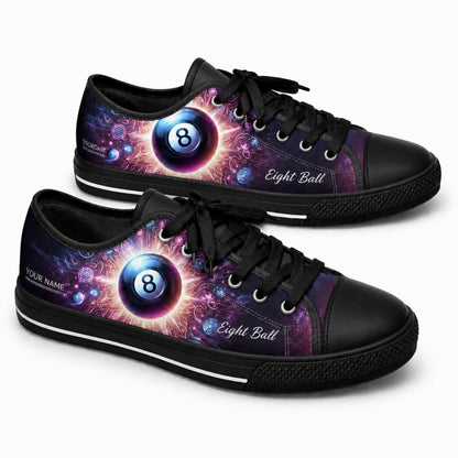 Eight Ball Artwork Graphic Custom Low Top Shoes Black Shoes